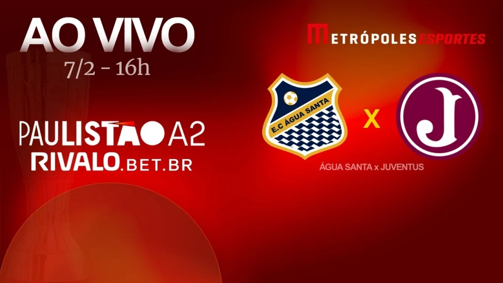 Assista agora Água Santa x Juventus ao vivo no Paulistão A2 2026 hoje às 16h