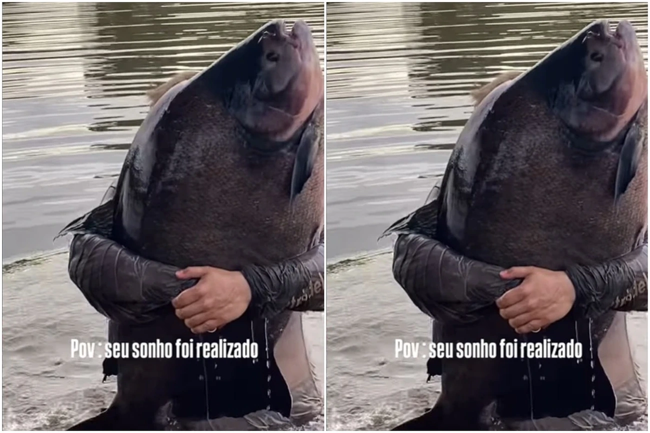 Pescador de 18 anos captura tambacu de 41 kg agora em Caldas Novas